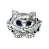 Finger Ring Adjustable Fit Hand-Engraved Kitten Silhouette Ring with Sparkling Rhinestones Polished Alloy Finish Finger Band