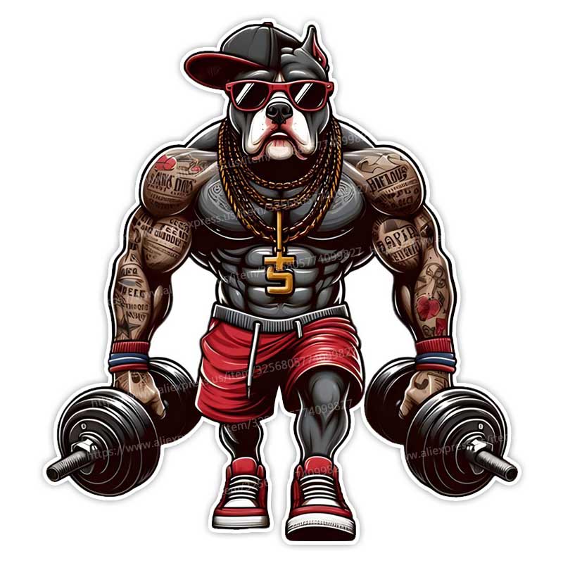 

Muscular Gym Pitbull Pet Dog Animal Car Sticker Waterproof Styling Automobiles Motorcycle Exterior Accessories Vinyl Decals Y202 E-15cm Longest Side