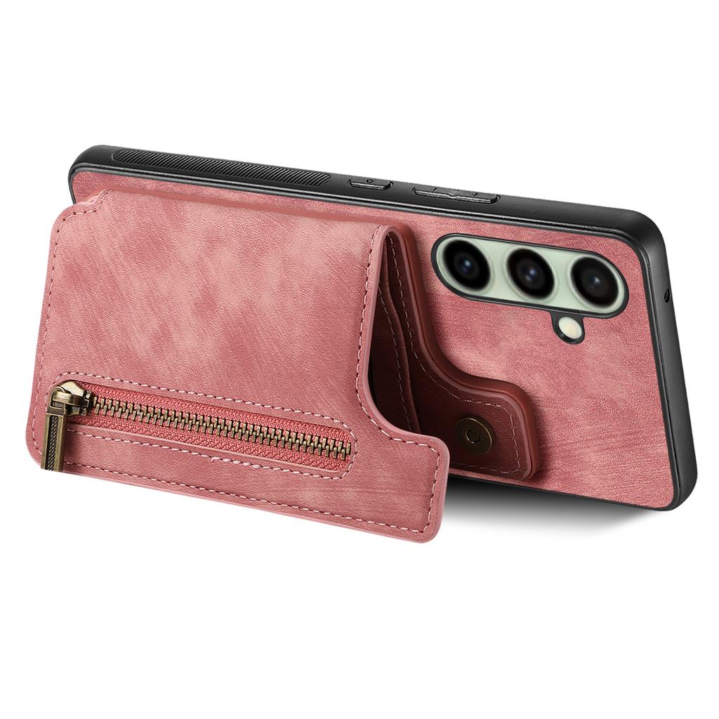 For Samsung Galaxy A36 5G Case with Zipper Card Holder Retro Leather TPU Phone Cover