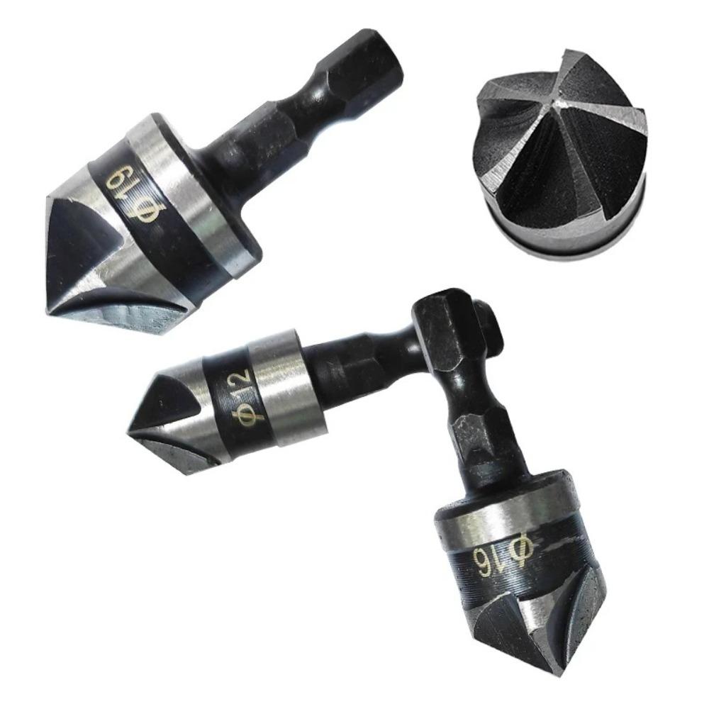 3pcs/1Set 90 Degree Countersink Drill Hexagonal Shank Drill Bit Cutter  Woodworking Hole Opener