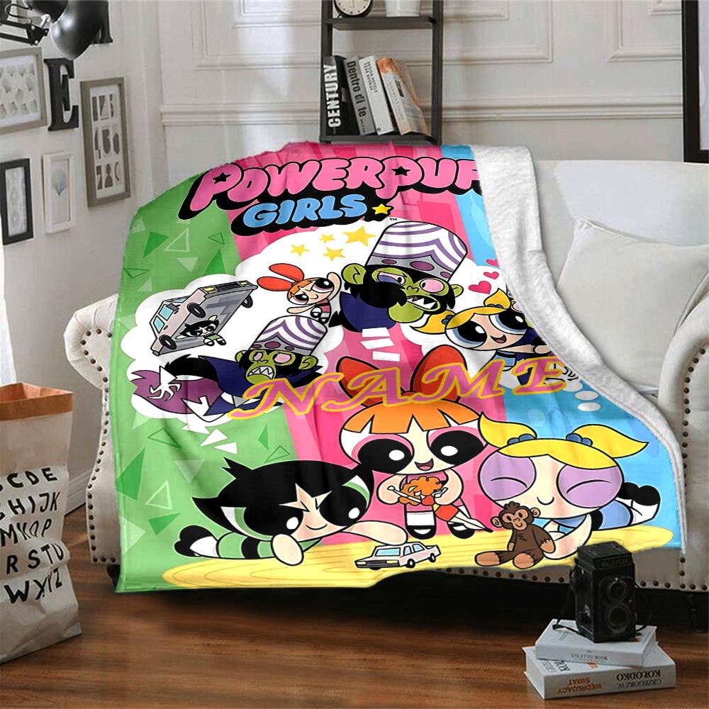 Custom 1pc Powerpuff Girls Adventure Blanket, Soft And Comfortable Blanket, Casual Warm, Camping Travel Blanket, Birthday Gift Q91374