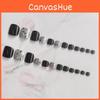 Luxurious J-17 Black Silver Gradient Water Drop Style Nail Stickers With Lemon Flowers Shells Checkerboard Patterns