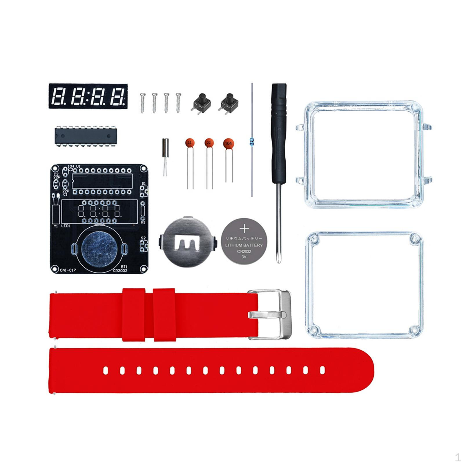 

Набор для сборки электронных часов своими руками, физическая игрушка, практика пайки для образования красный