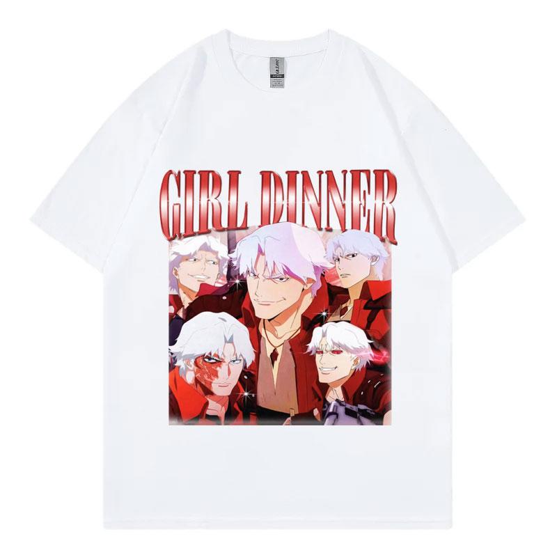 Devil May Cry 2025 Girl Dinner T-Shirt Herren Damen Kleidung Anime Spiel Grafik T-Shirts Gothic Mode Y2k Kurzarm T-Shirts