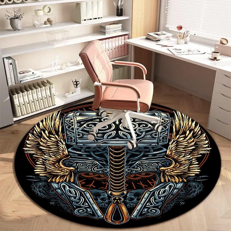 

1Pc Viking theme Printed circular carpet, home door mat, outdoor travel protection carpet A6 80x80cm( 31x31in)