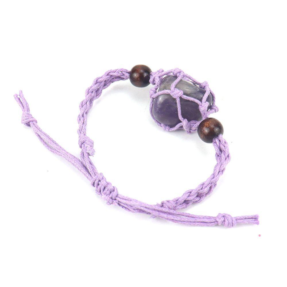 Hand-Woven Crystal Stone Mesh Pocket Bracelet Bracelet Adjustable Telescopic Mesh Pocket Net Holder B58