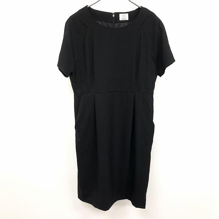 [Used] [Impression A] PLST Plaste Dress Tuck Skirt Lined Knee Length Raglan Polyester x Rayon x Polyurethane 2 Black Black Women s