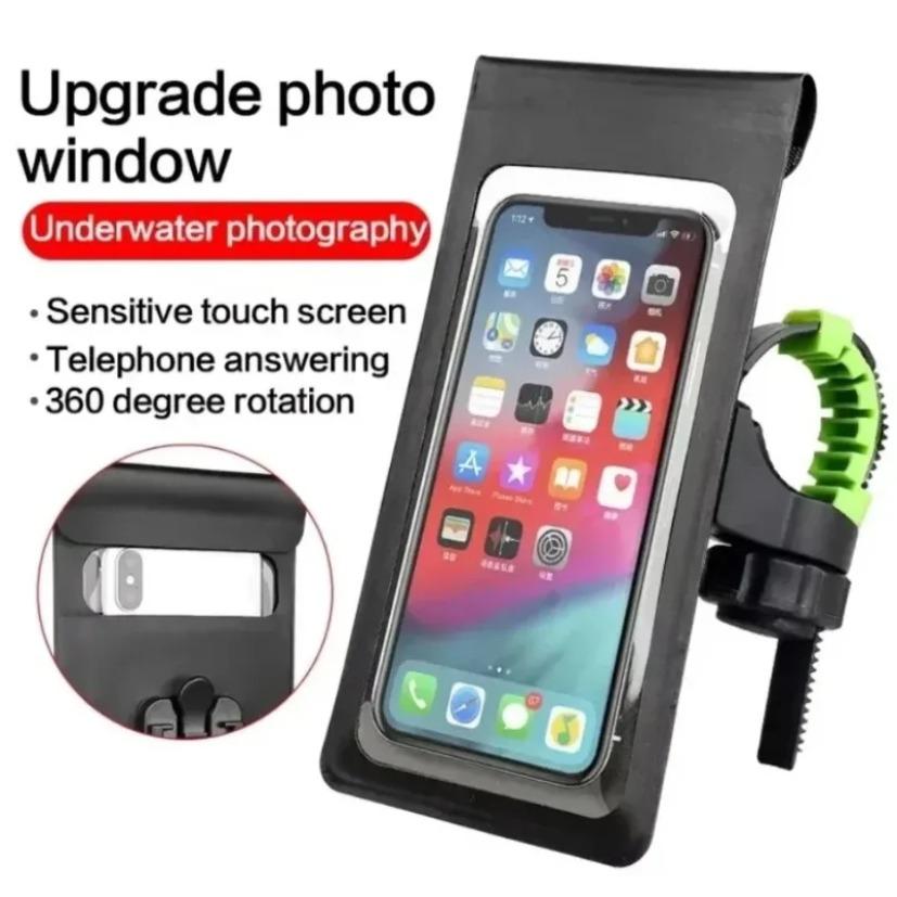 Bicycle Motorcycle Handle Installation 360° Rotation Waterproof TPU Touch Screen Phone Holder for 6.5 inch Smartphone Bike Mount