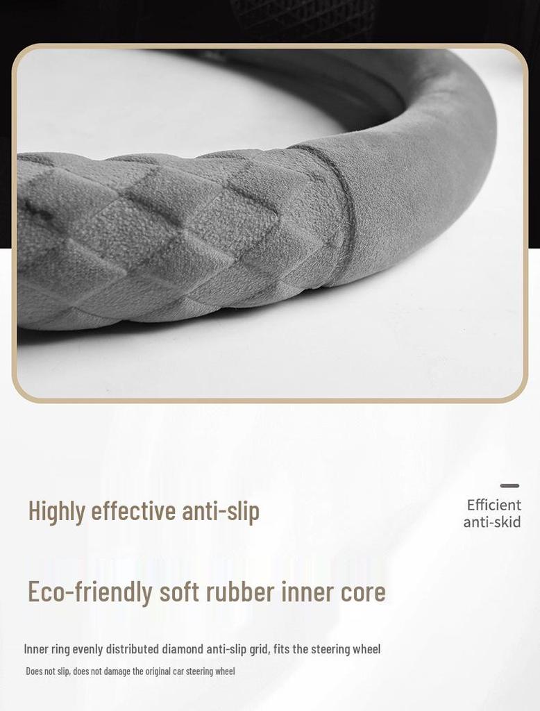Plush Non-Slip Winter Steering Wheel Cover: Warm, High-End, Free Hand Stitching
