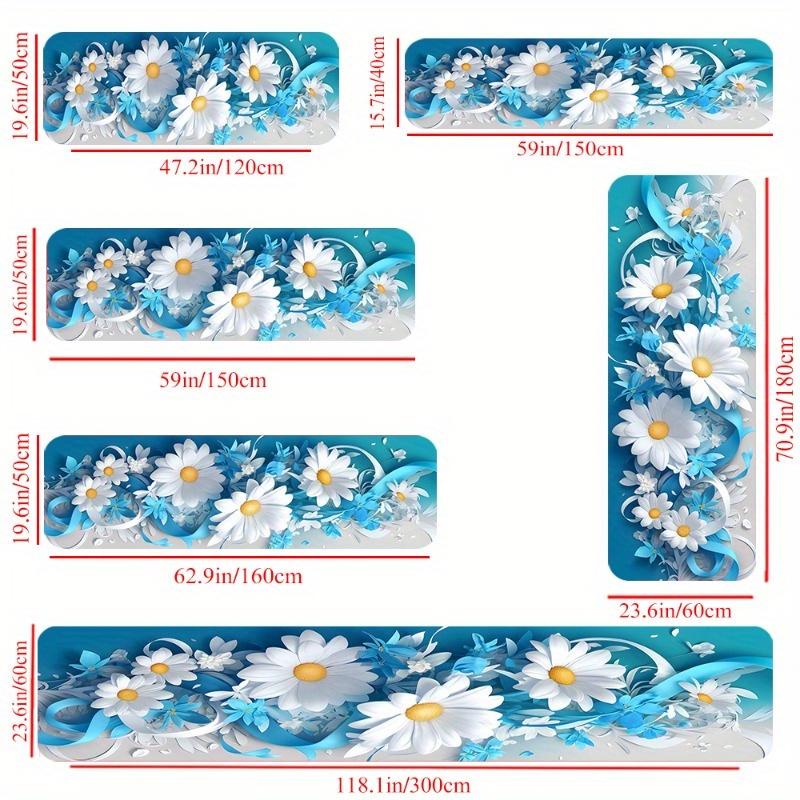 1Pcs Rose Pattern Floor Mat Flower Kitchen Polyester Rug Non-Slip Colorful Indoor Carpet, For Home Bathroom Bedroom Living Room Decor
