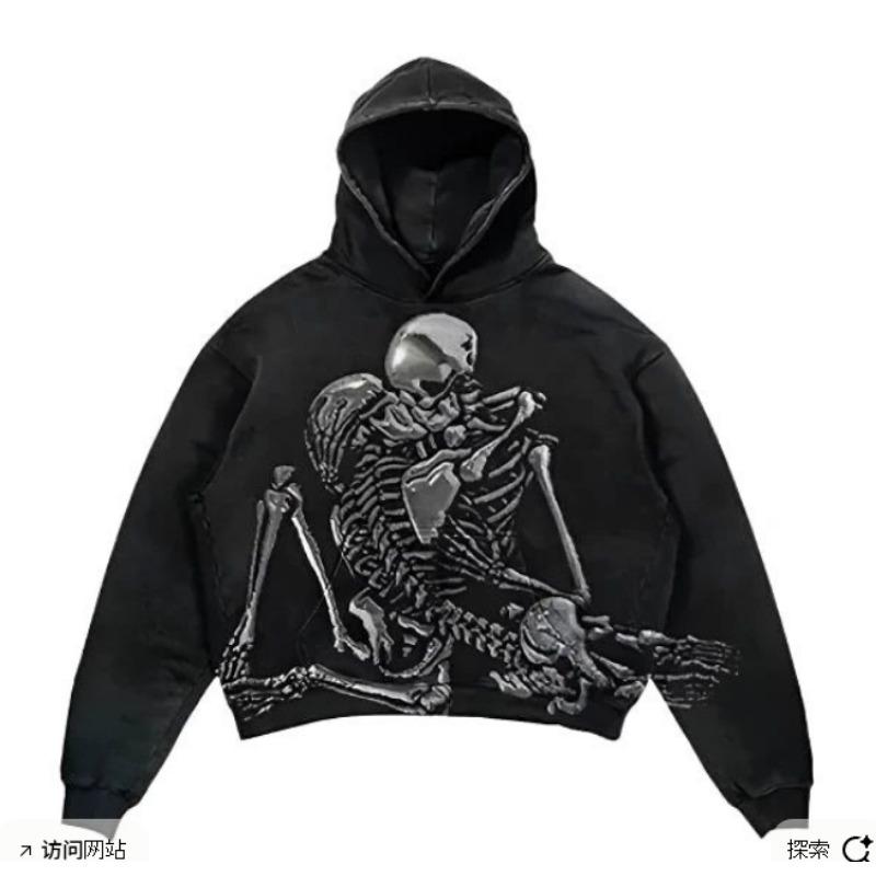 

Осінньо-зимове чоловіче та жіноче худі з 3D-принтом у вигляді черепа та елементів жаху, чорний повсякденний пуловер, підходить для щоденного носіння M