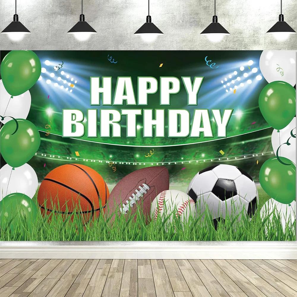 Soccer Stadium Birthday Backdrop – Boys' Party Decoration, Perfect For Cake Table Photo Background & Banner Props-Tapestry