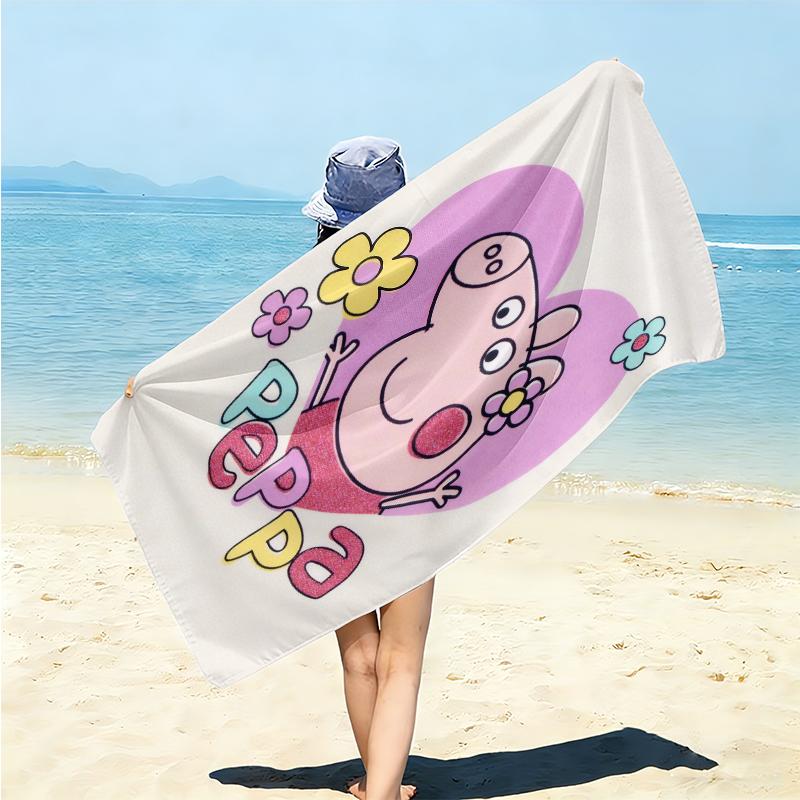 1Pc Peppa Pig Family Day Beach Towel Microfiber Beach Towel Thin Absorbent For Beach Swimming Yoga Bath Sports 0917108