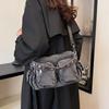 Advanced Feeling Multiple Pockets Vintage Denim Shoulder Bag Leisure Time High-capacity Versatile Practical Single Crossbody Bag