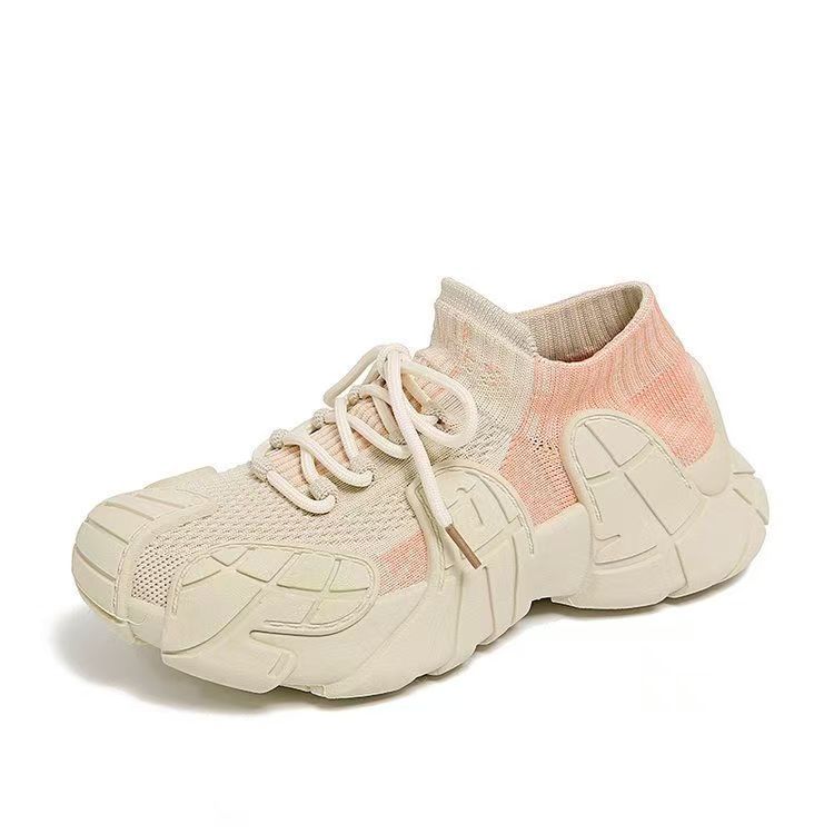 

Дышащие носки-туфли Женская обувь 2025 Новые спортивные повседневные туфли на толстой подошве Нескользящие кроссовки на мягкой подошве 40 розовый