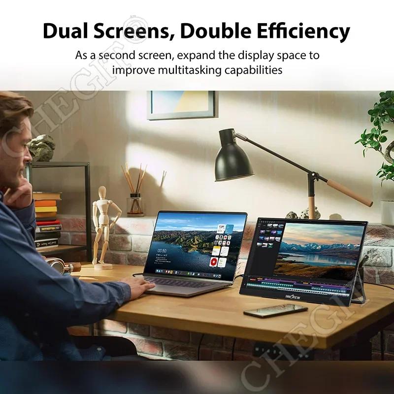 15.6/18.5 '' Portable Monitor 60/100Hz 1080P HDR With VESA Hole & Back Bracket Laptop Extended Display for Mac Laptop PC Switch