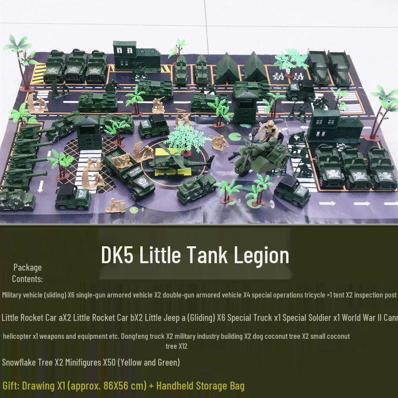80s Nostalgic Toy Soldiers Sandbox Set: WWII Model Tank Battle for Kids
