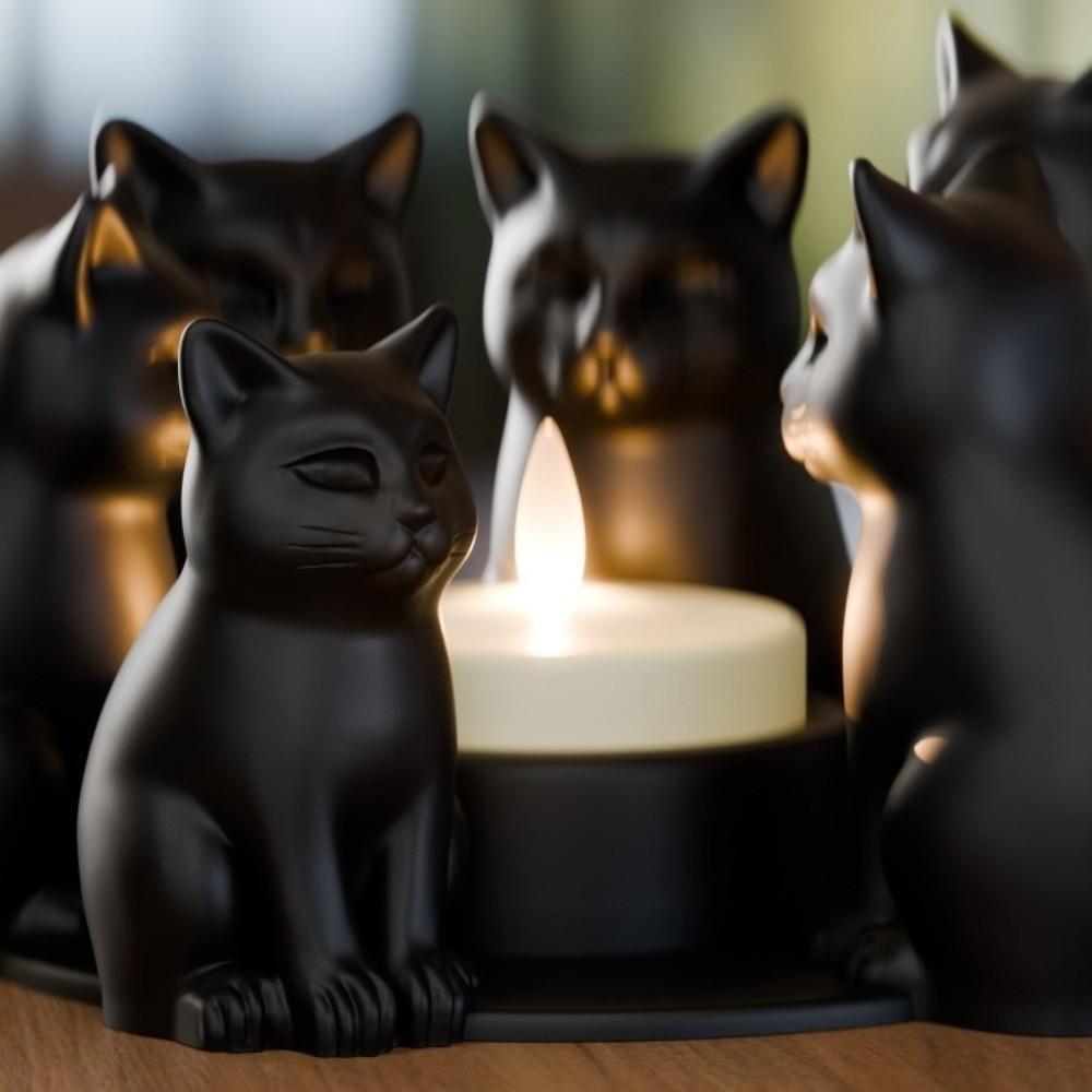 Mehrzweck-Cartoon-Katzen-Kerzenhalter Dekorativer Niedlicher 3D-Gedruckter Kerzenständer Ringförmiger Tier-Kerzenhalter Schlafzimmer