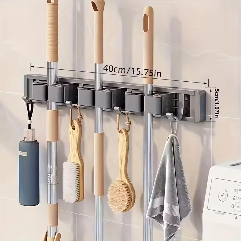 Mop and Broom Organizer Mop Holder Rack Mop Holder Wall Mounted Strong Broom Mop Holder Self With Hooks Organizers Hang Broom