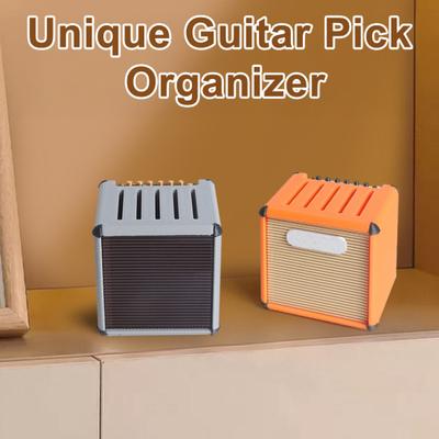 Gitarrenplektrum Halter Retro Verstärker Stil Gitarrenplektrum Display Case mit 5 Schlitzen Gitarrenplektrum Aufbewahrungsbox Geschenk für Gitarrenspieler Musikliebhaber
