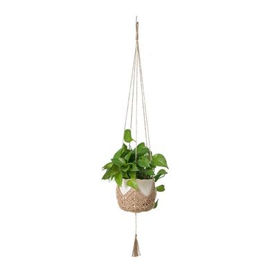 Hanging Net Hat Shaped Macrame Flower Pot Hanging Basket Hand Woven Sturdy Hanging Planter Hemp Rope Plant Hanger Wedding