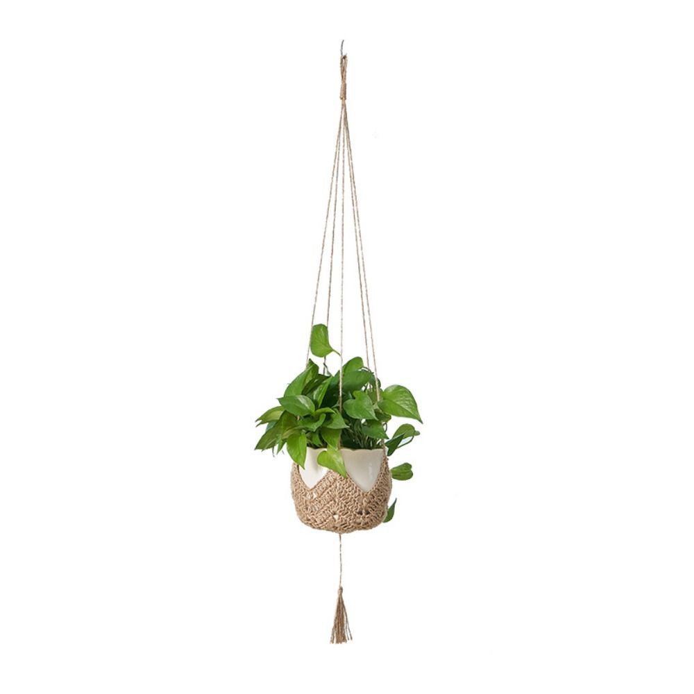 Hanging Net Hat Shaped Macrame Flower Pot Hanging Basket Hand Woven Sturdy Hanging Planter Hemp Rope Plant Hanger Wedding