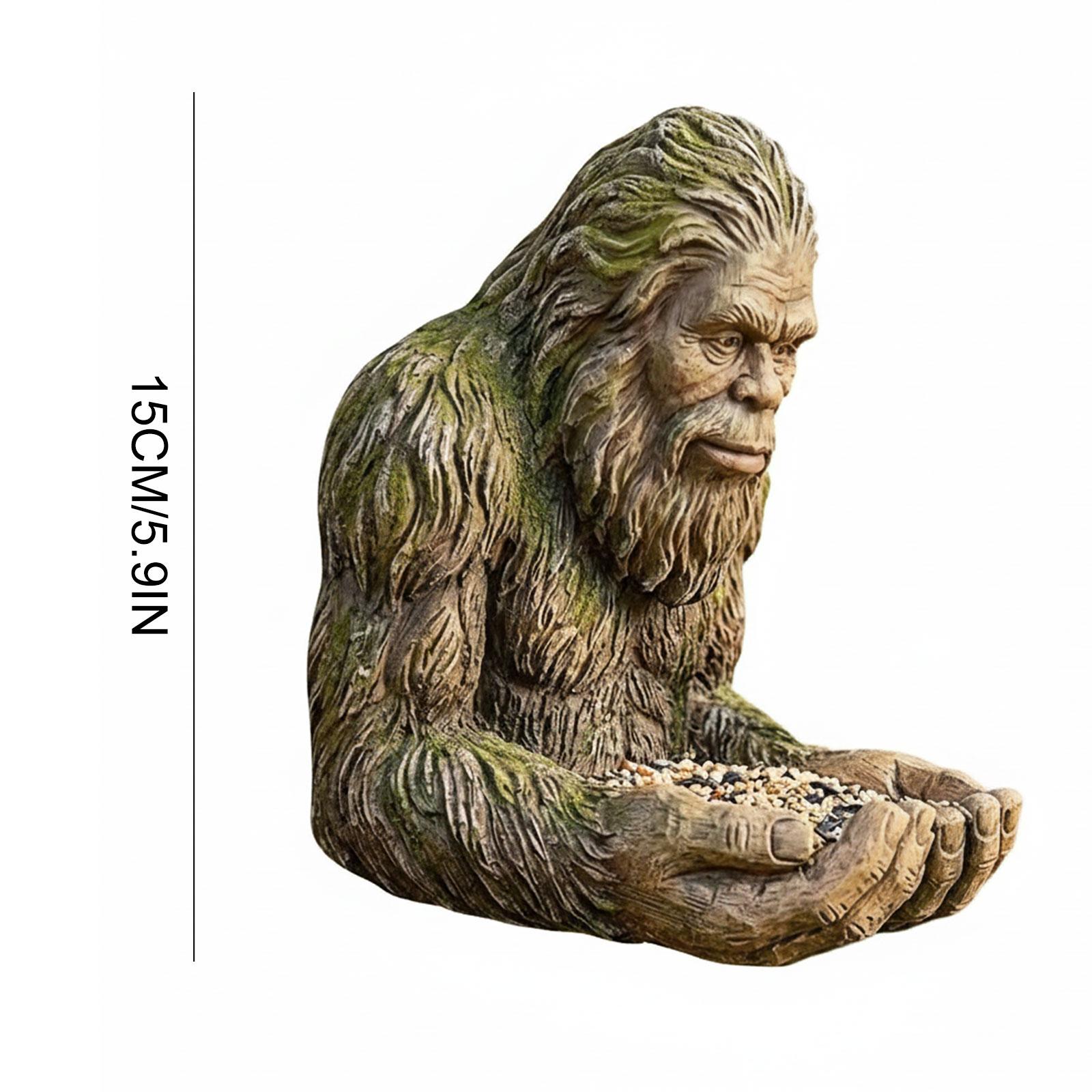 

NEW Sasquatch Bird Feeder W/ Hidden Keyhole Hanger Waterproof Tree-Mounted Outdoor Big-Foot Sculpture Wild Bird Feeding Station