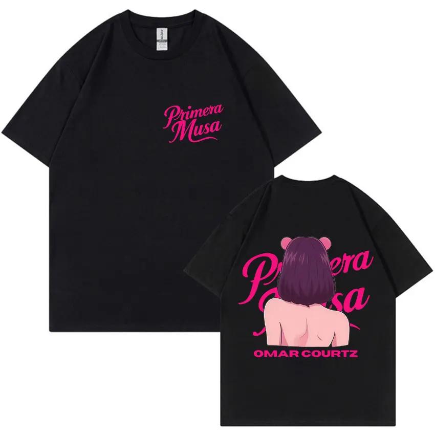 Rap Singer Omar Courtz Primera Musa 2026 Summer Unisexs Womens Street Pattern Aesthetics Hiphop Casual Cotton Tshirt