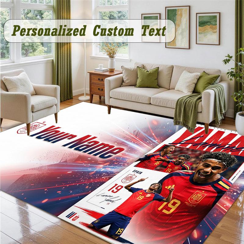 Crystal Velvet Square Rug Custom NameLamine Yamal Pattern Non Slip Home Floor Decor Rug