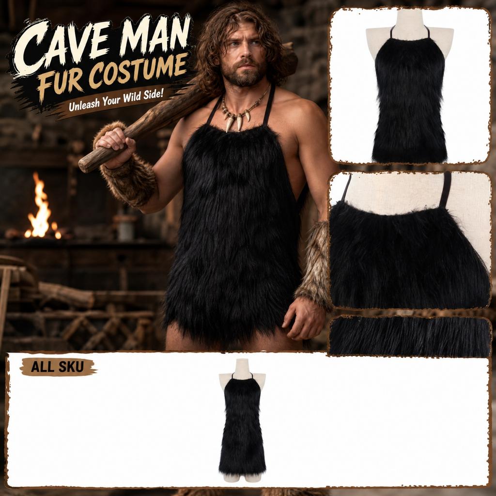 Costume da Uomo delle Caverne Finto per Halloween - Accessorio Costume per Adulti