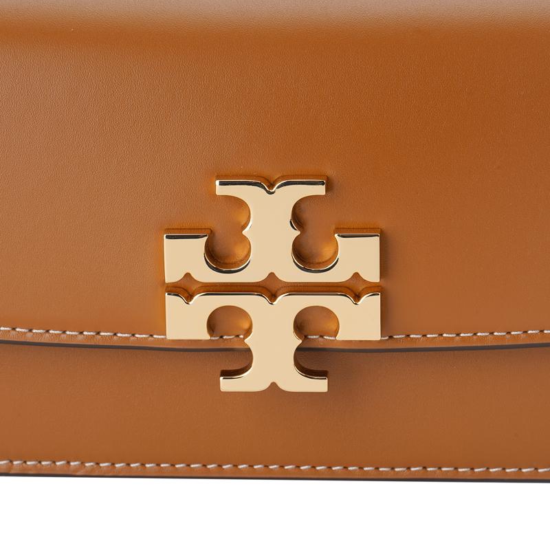Tory Burch Eleanor Metal Logo Magnetic Snap Flap Rectangular Bag Women Shoulder Bag Brown 158734-200