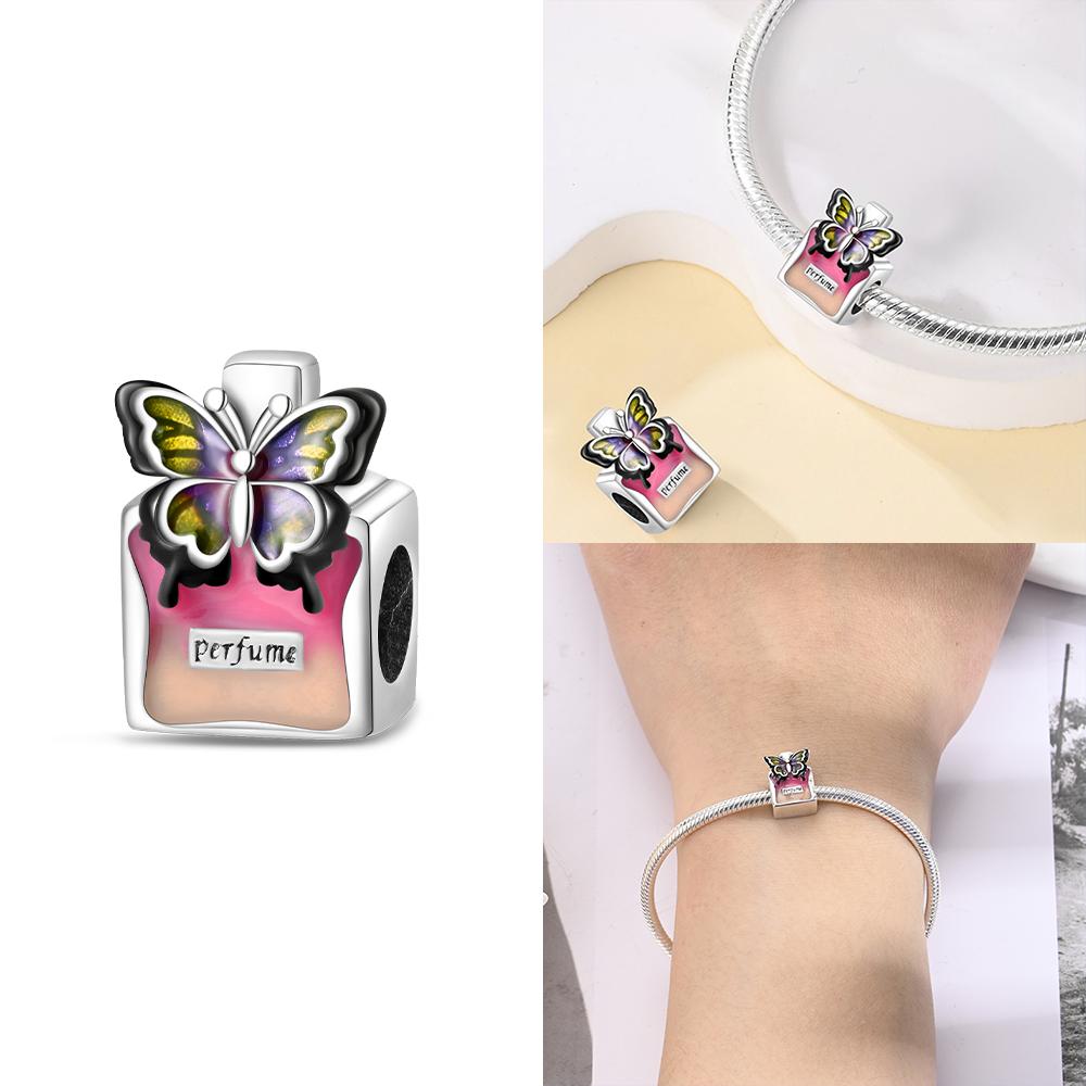 Copper Tea Party Pink Princess Series Charms Heart Bead Fit Original Bracelet For Women Diy Fine Jewelry Birthday Gift