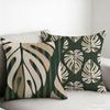 2 Pack Green Beige Monstera Pillow Covers Double Sided Print Tropical Geometric Cushion Cases Home Decor For Sofa
