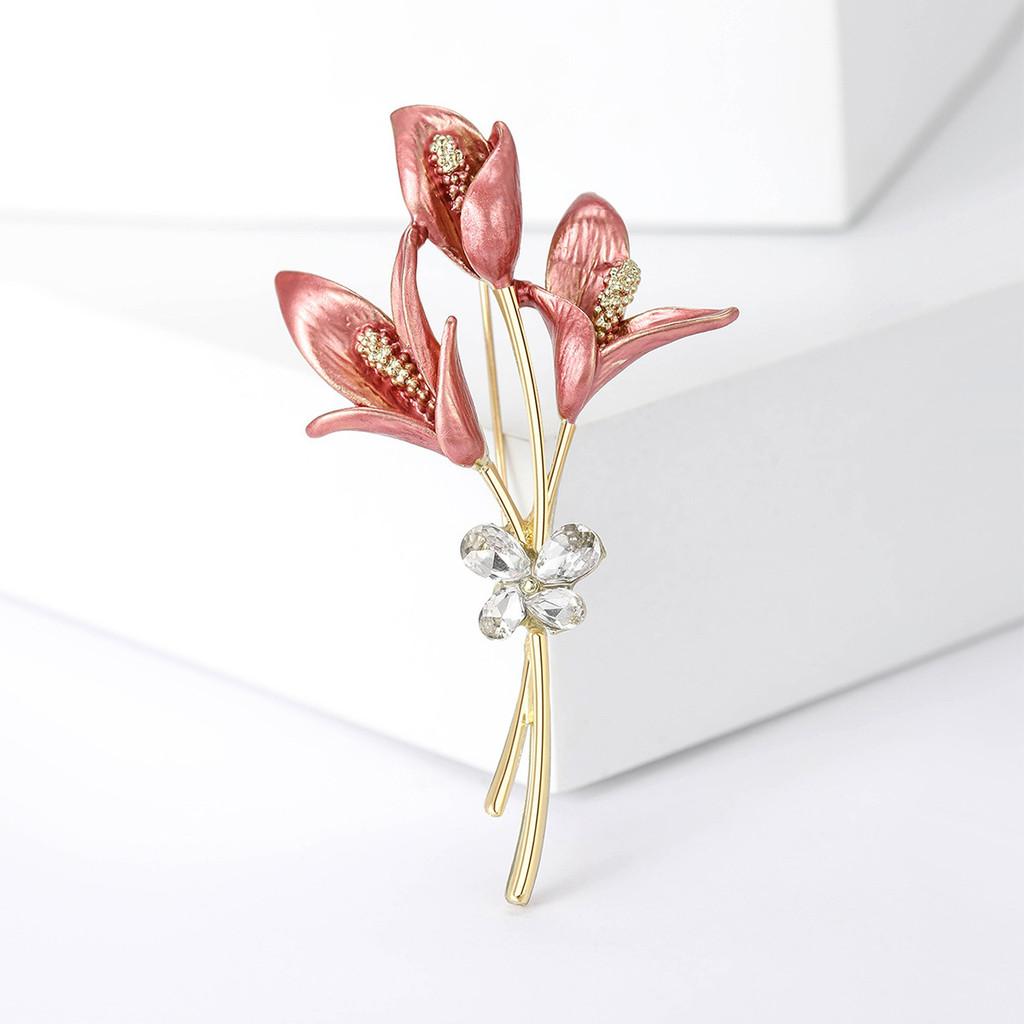 Spilla Floreale Vintage con Strass per Donne e Uomini Accessorio Moda Primavera