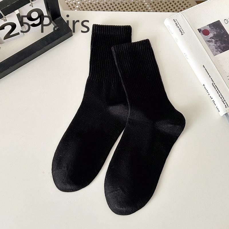 

5 пар мужских носков на осень и зиму, простые, чистого цвета, из хлопка, впитывающие пот, спортивные носки в трубке 5 Pairs чёрный