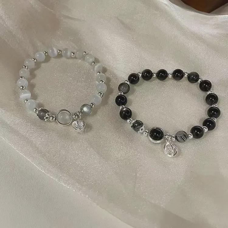 Fehér Holdfény Obszidián kristály karkötő lányoknak - Divatos ajándék barátnőknek