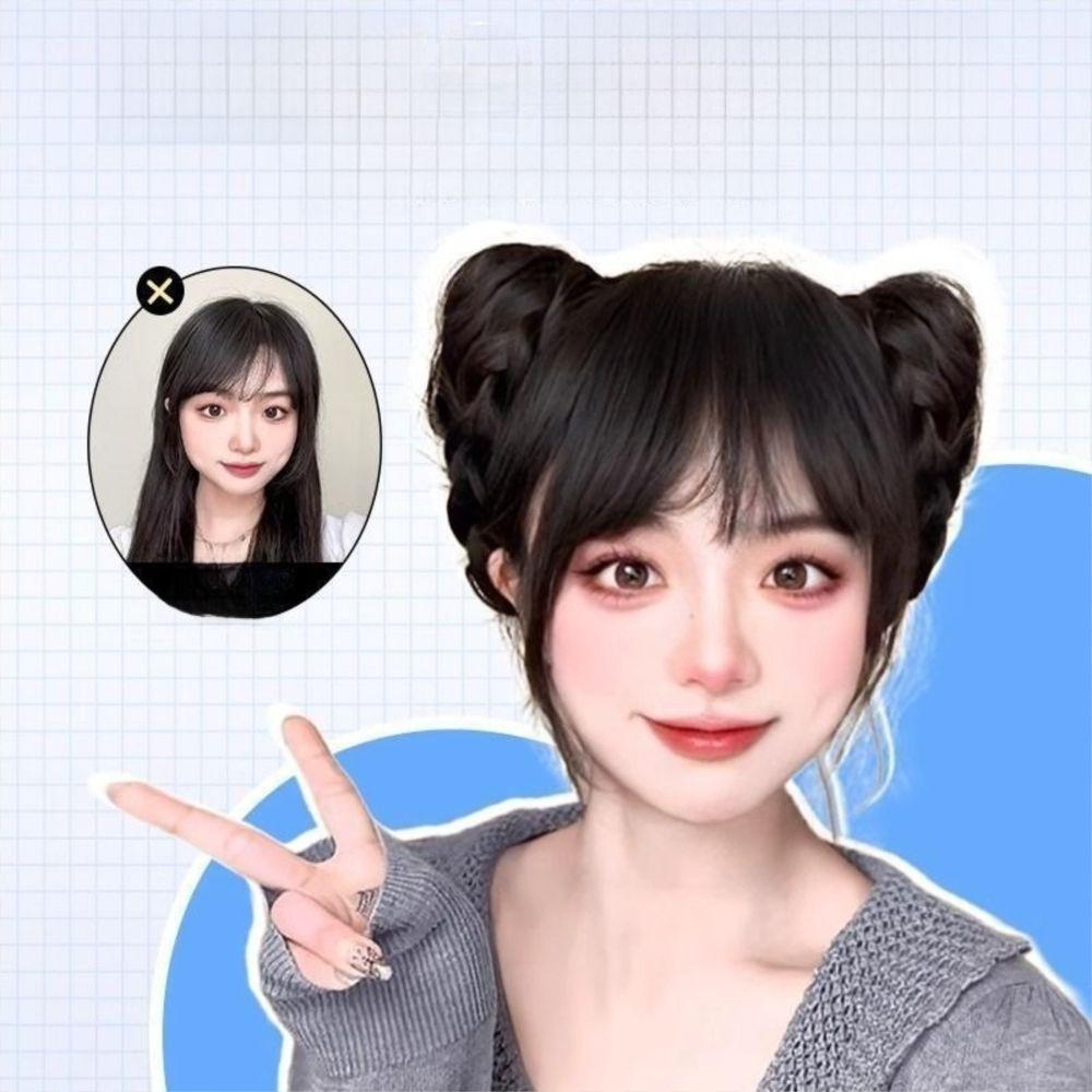 Natural Cat Ear Wig Bag Fluffy Cat's Ear Hair Bun Fashion Bun Head Wig Hair Accessories