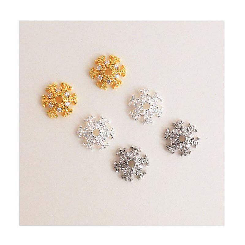 18K Gold-Filled Flower Cap Snowflake Crystal Pearl Spacer Bead Bracelet DIY Kit