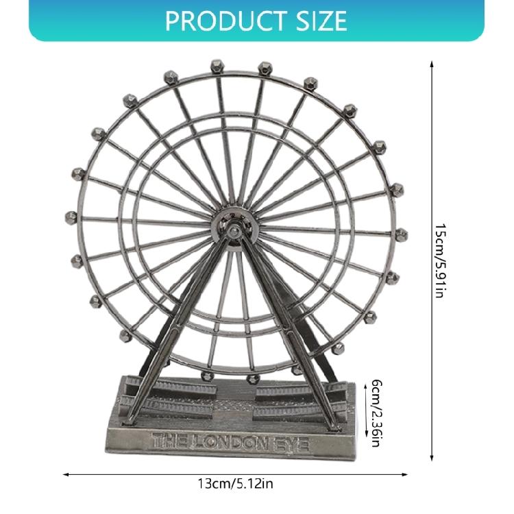 Zinc Alloy Craft Ferris Wheel Display Piece With Rotating Mechanism Landmark Building Collection Ornament Home Decors