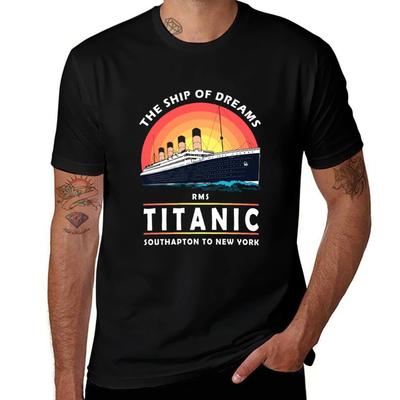 T-shirt ciężkiej jakości 1912 Rejs Vintage wysoki mężczyzna t t Statek Titanic A bawełniana koszulka Prezent Koszulki podróżne bawełna
