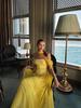 Rochie de seară elegantă cu mânecă scurtă, care accentuează talia, pentru femei