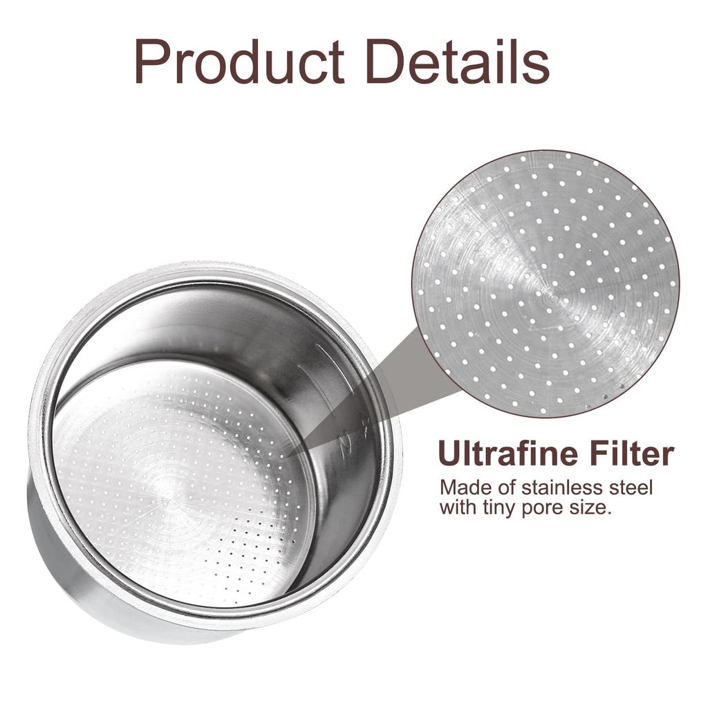 Uxcell 1pc 51mm Coffee Filter Basket, 4 Cups Stainless Steel Reusable Espresso Coffee Machine Bowl Basket Replacement