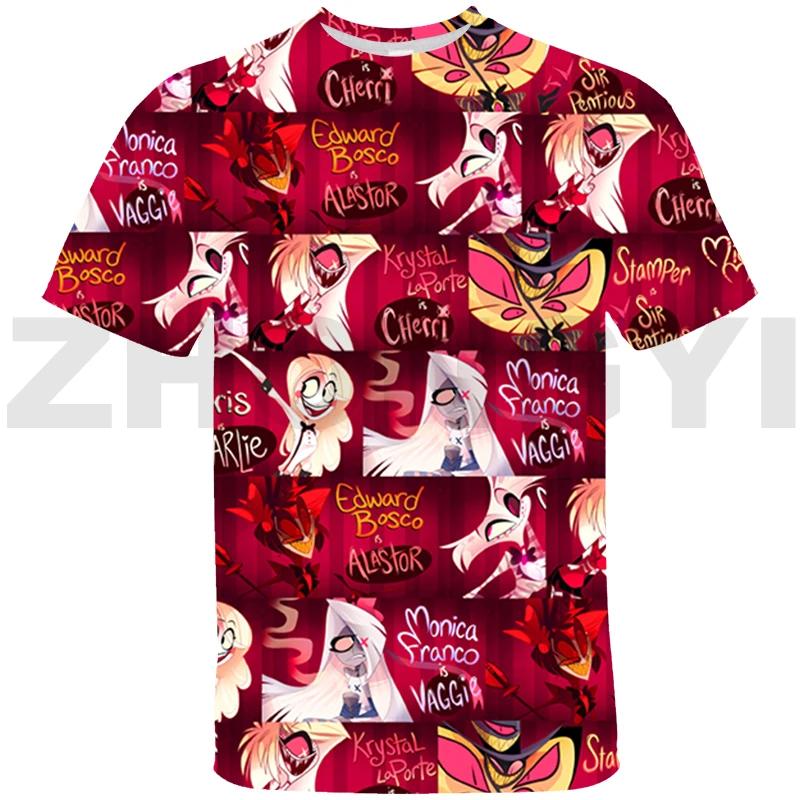 

3D Hazbin Графічні футболки Жіноча велика футболка Дитяча готельна коротка футболка з круглим вирізом Аніме Чоловіча футболка Harajuku Вінтажна футболка L