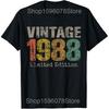 38th Birthday Gift Unisex Vintage Born 1988 Turning 38 Year Old T Shirts Unisex Humor Streetwear Short Sleeve Loose Crewneck Clothing