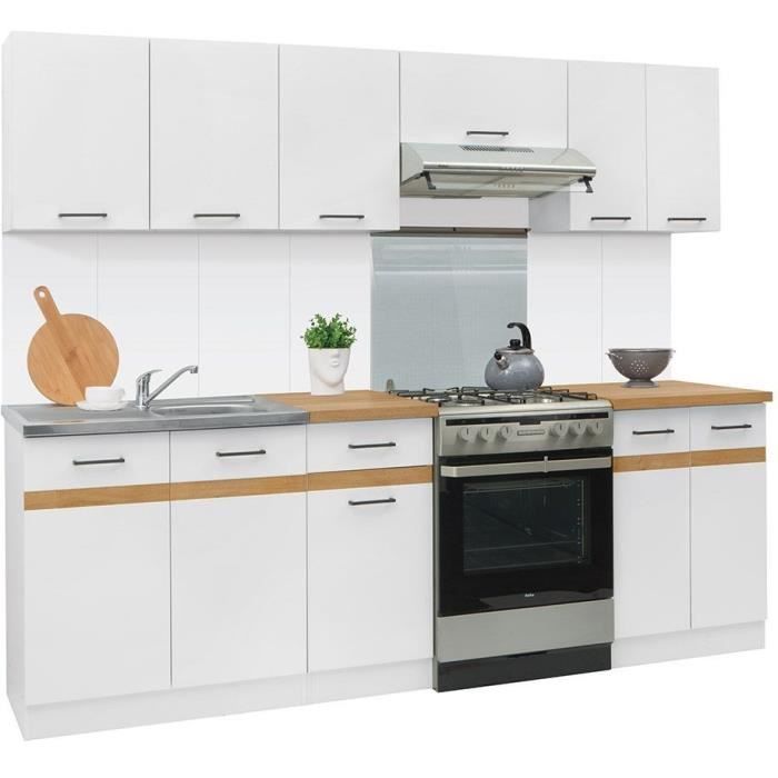 JUNONA Complete Kitchen 240cm - 7 Elements - Worktop Included - Glossy White