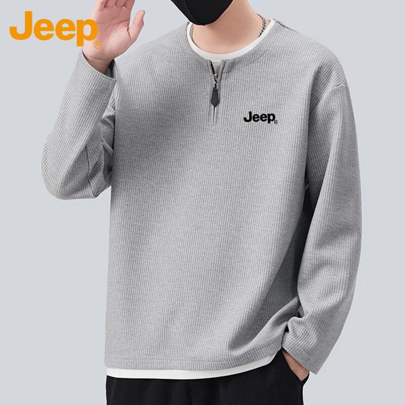 Jeep Men's Faux Two-Piece Half-Zip Long Sleeve Sweatshirt