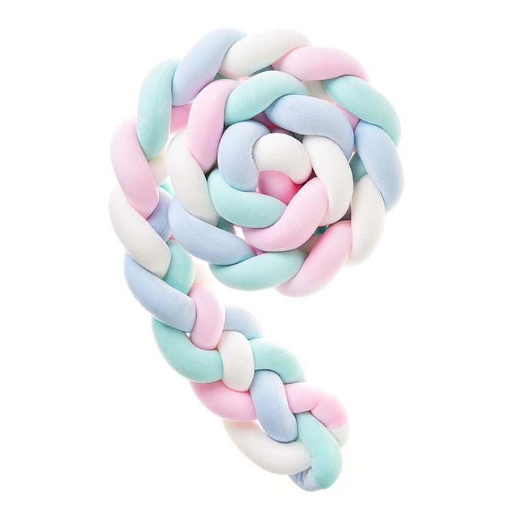 Four-Strand Danish Braided Cushion: Knotted Cable Knit for Children's Room Anti-Collision Bed Rail