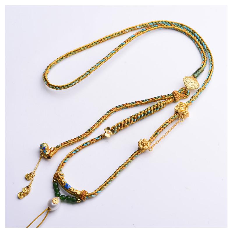 Tibetan Handmade Ethnic Pendant Necklace with Hand-Painted Thangka Amulet