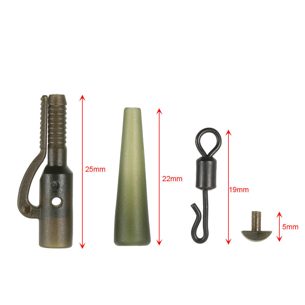 120pcs 30Set Fishing Set Safety Clips Tail Rubber Tubes with Pins Swivels Carp Fishing Terminal Tackle Tool