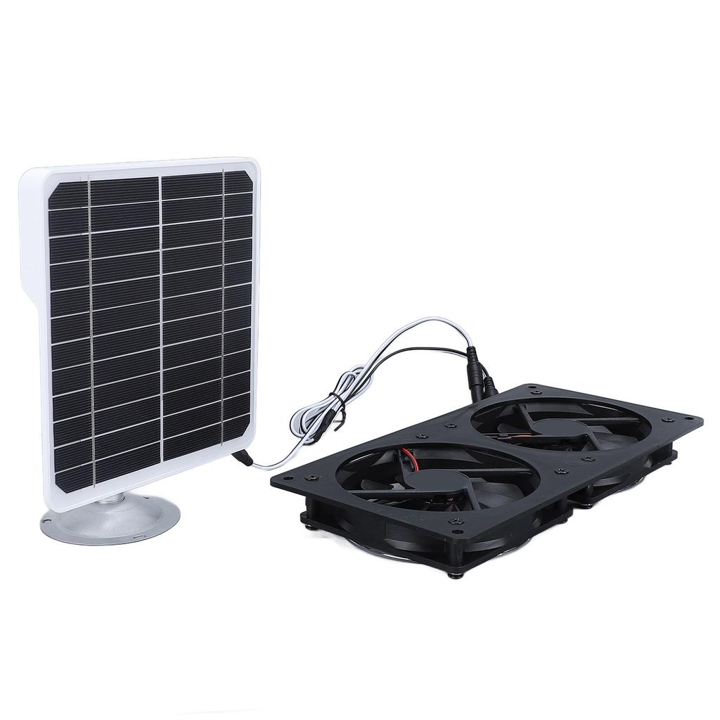 20W Solar Panel Solar Powered Dual Exhaust Fan Kit for Chicken Coops Greenhouses Sheds Pet Houses